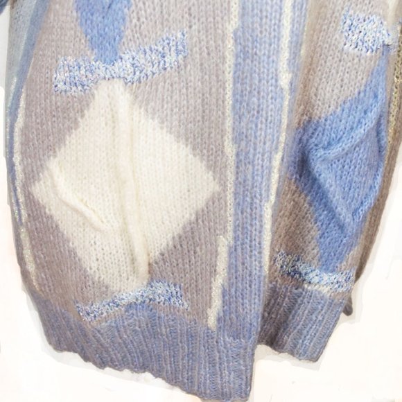 Needleworks Vintage Mohair Blend Geometric Diamond Pattern Hand Knitted Sweater - Picture 5 of 13